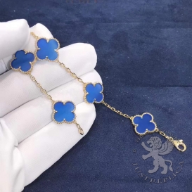 Van Cleef Arpels Bracelet Vintage Alhambra 5 motifs Blue Agate