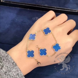 Van Cleef Arpels Bracelet Vintage Alhambra 5 motifs Blue Agate