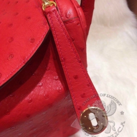 Hermes Lindy Ostrich 30cm Red
