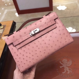 Hermes Kelly Pochette 22cm Ostrich Terre Cuite 94 FHS