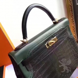 Hermes Kelly Crocodile 32cm Ghillies