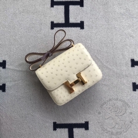 Hermes Constance Ostrich 18cm Parchemin 3C