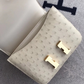 Hermes Constance Ostrich 18cm Parchemin 3C