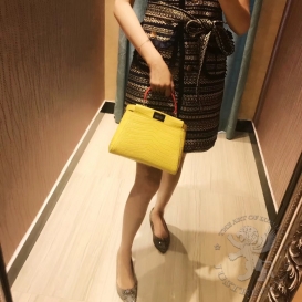 Fendi Peekaboo 23cm Crocodile Yellow