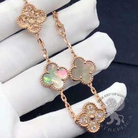Van Cleef Arpels Bracelet Vintage Alhambra 5 motifs Grey MOP 24D