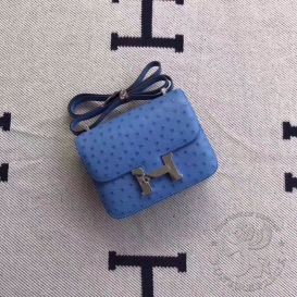 Hermes Constance Ostrich 18cm Mykonos 7Q