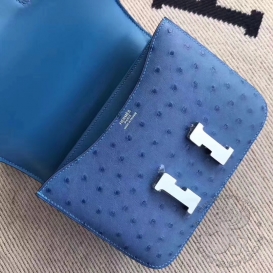 Hermes Constance Ostrich 18cm Mykonos 7Q