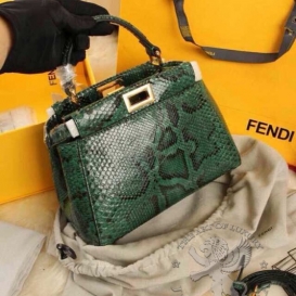 Fendi Peekaboo Python 23cm Green