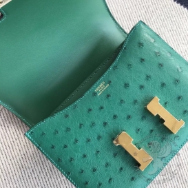 Hermes Constance Ostrich 18cm Malachite Z6 