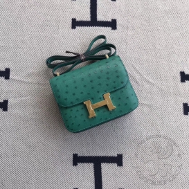 Hermes Constance Ostrich 18cm Malachite Z6 