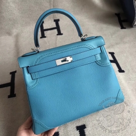 Hermes Kelly Togo 28cm Ghillies Swift Turquoise