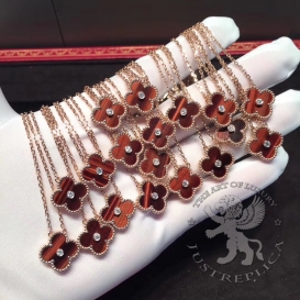 Van Cleef Arpels Necklace Vintage Alhambra Tiger Eye with Diamond