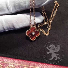Van Cleef Arpels Necklace Vintage Alhambra Tiger Eye with Diamond