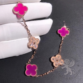 Van Cleef Arpels Bracelet Vintage Alhambra 5 motifs Pink 24D