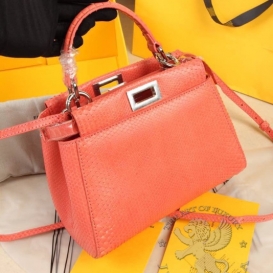 Fendi Peekaboo Python 23cm Pastel Red