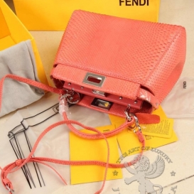 Fendi Peekaboo Python 23cm Pastel Red