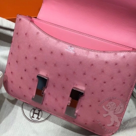 Hermes Constance Ostrich 23cm Rose Confetti 1Q