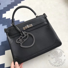 Hermes Kelly Togo 32cm Ghillies Swift Black