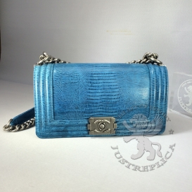 Chanel Boy 25cm Lizard Blue