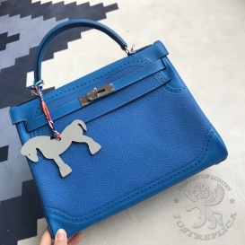 Hermes Kelly Togo 32cm Ghillies Swift Blue