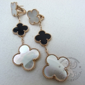 Van Cleef Arpels Earrings Magic Alhambra MOP Onyx 3 motifs