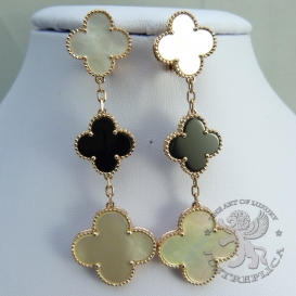 Van Cleef Arpels Earrings Magic Alhambra MOP Onyx 3 motifs