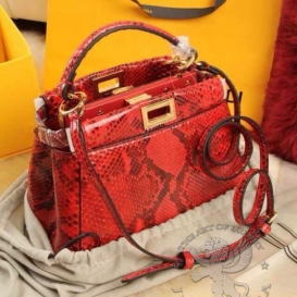 Fendi Peekaboo Python 23cm Red