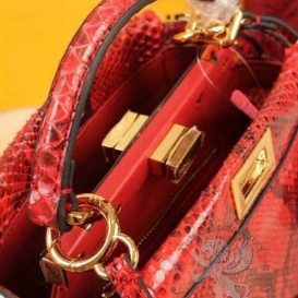 Fendi Peekaboo Python 23cm Red