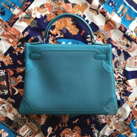 Hermes Kelly Togo 32cm Ghillies Swift Turquoise