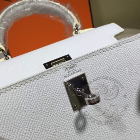 Hermes Kelly Epsom 20cm White