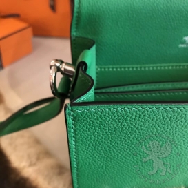 Hermes Roulis Chevre Mysore Goatskin 19cm Malachite Z6