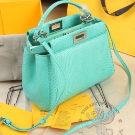 Fendi Peekaboo Python 23cm Turquoise