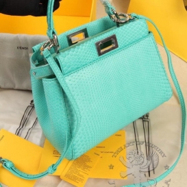 Fendi Peekaboo Python 23cm Turquoise