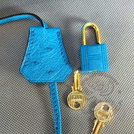 Hermes Birkin Ostrich 30cm Azure PHS
