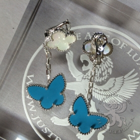 Van Cleef Arpels Earrings Lucky Alhambra MOP Turquoise 2 motifs