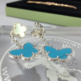 Van Cleef Arpels Earrings Lucky Alhambra MOP Turquoise 2 motifs
