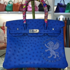 Hermes Birkin Ostrich 30cm Blue FHS
