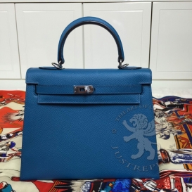 Hermes Kelly Epsom 25cm Bleu Izmir