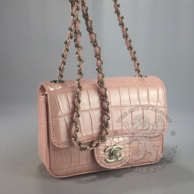 Chanel CF Crocodile 17cm Pearl Rose