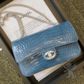 Chanel Classic Crocodile Medium 25.5cm Blue
