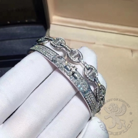 Hermes Bracelet Diamond Kelly Double Tour Pave Diamonds