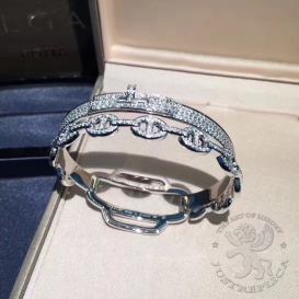 Hermes Bracelet Diamond Kelly Double Tour Pave Diamonds
