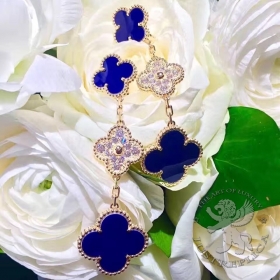 Van Cleef Arpels Earrings Magic Alhambra Lapis 24D 3 motifs