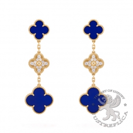 Van Cleef Arpels Earrings Magic Alhambra Lapis 24D 3 motifs
