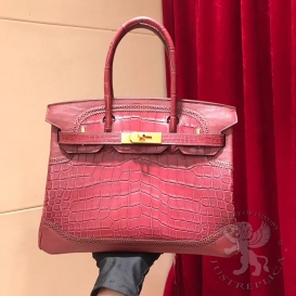 Hermes Birkin Crocodile Matte Niloticus 30cm Ghillies Red