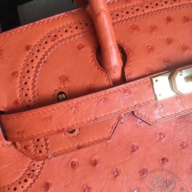 Hermes Birkin Ostrich 30cm Ghillies Orange