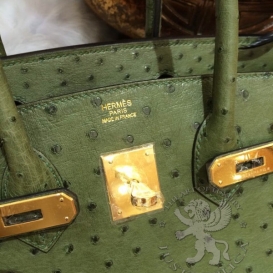 Hermes Birkin Ostrich 30cm Green PHS