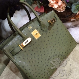 Hermes Birkin Ostrich 30cm Green PHS