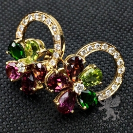 Bulgari Earrings Sapphire Flower Multi-Gemstones