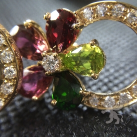 Bulgari Earrings Sapphire Flower Multi-Gemstones